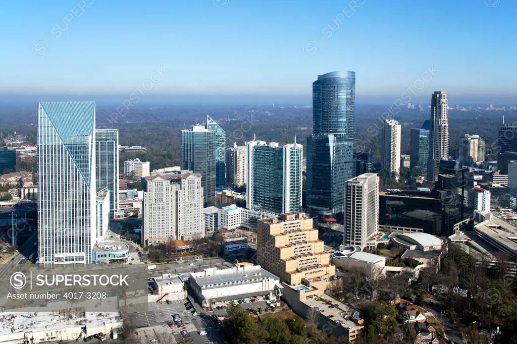Aerial view of the Buckhead skyline, Atlanta, Georgia, USA