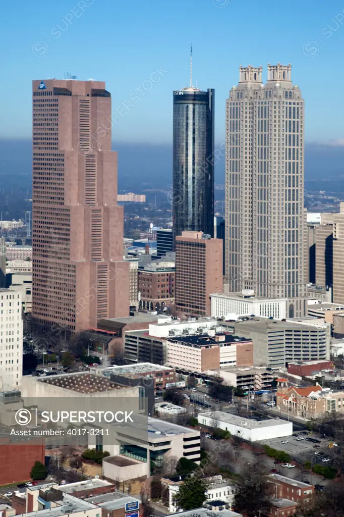 Aerial view of skyscrapers in Downtown Atlanta, Atlanta, Georgia, USA