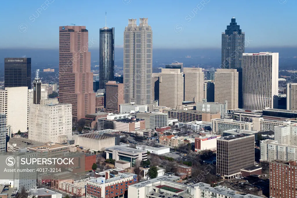 Aerial view of the skyline of Downtown Atlanta, Atlanta, Georgia, USA
