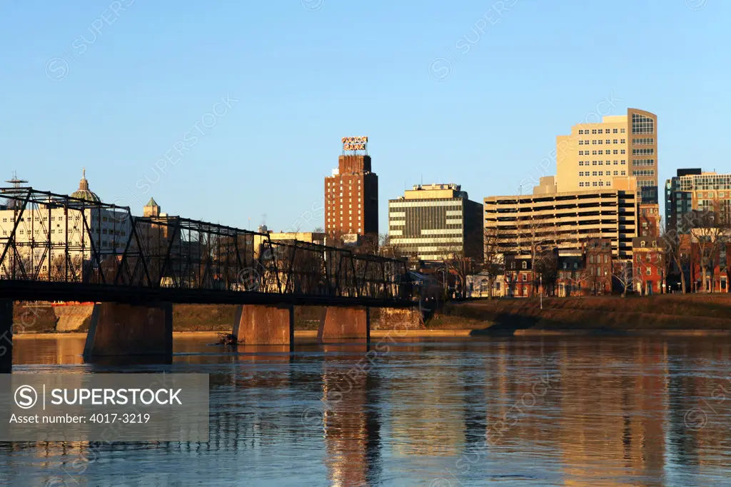 Walnut Street Bridge across the Susquehanna River, Harrisburg, Dauphin County, Pennsylvania, USA