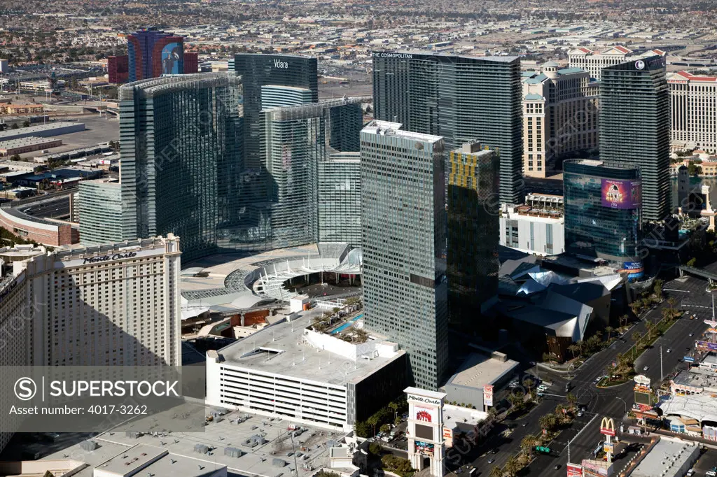 Aerial view of CityCenter at the Las Vegas Strip, Las Vegas, Clark County, Nevada, USA
