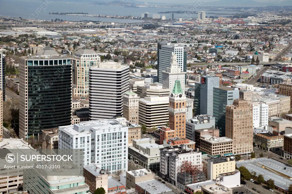 Downtown Oakland, California with the San Francisco Bay in the Background