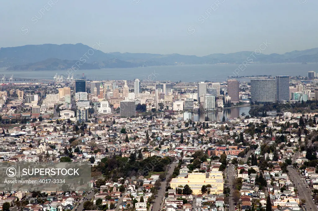 Aerial of Downtown Oakland and the San Francisco Bay