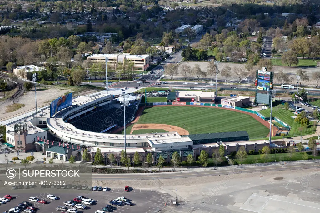 Aerial of the Home of the Sacramento, California River Cats, Raley Field