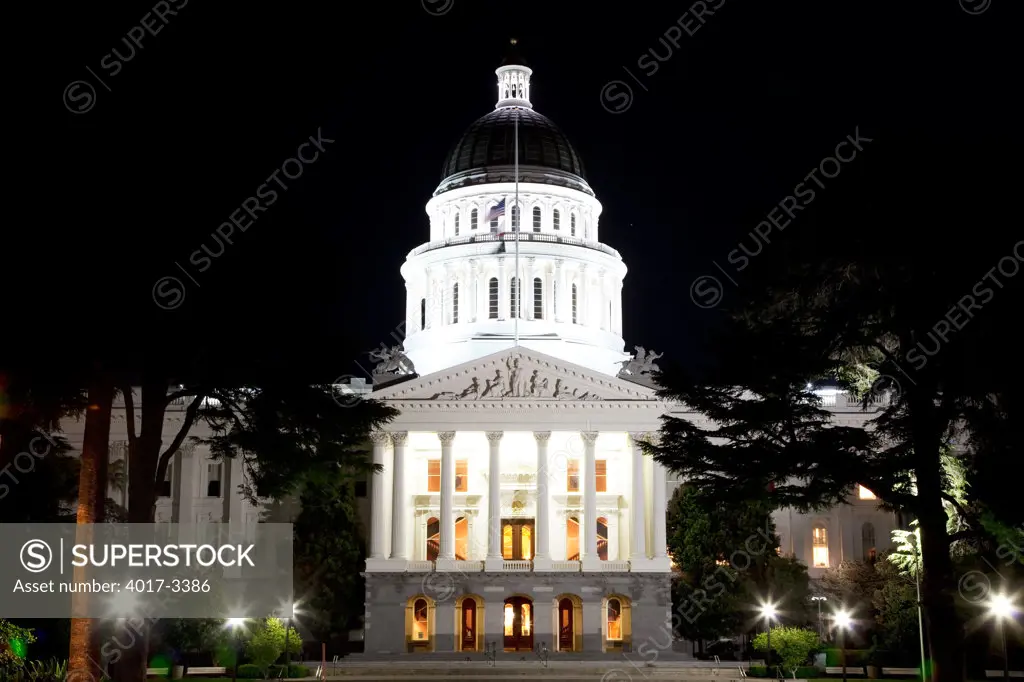 Sacramento, California State Capitol Building at Night