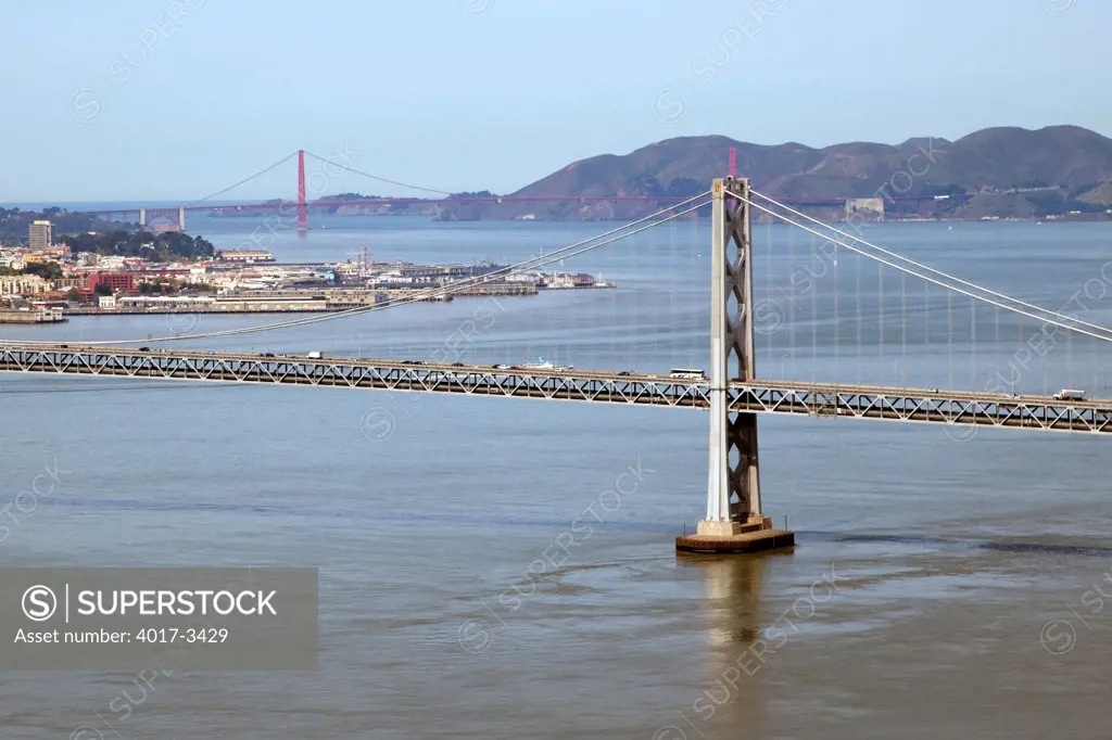 San Francisco Bay with the Bay Bridge and Golden Gate Bridge