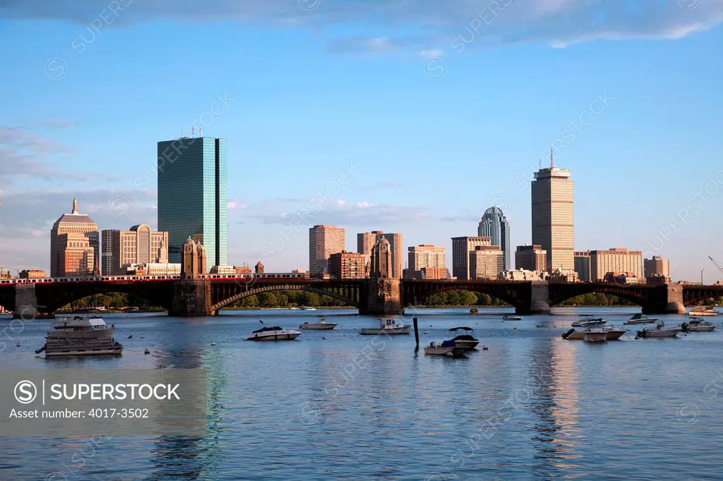 Back Bay Skyline with the Longfellow Bridge over the Charles RIver in the Foreground, Boston, Massachusetts