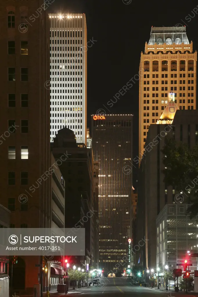 Oklahoma,   Tulsa,   Downtown at night