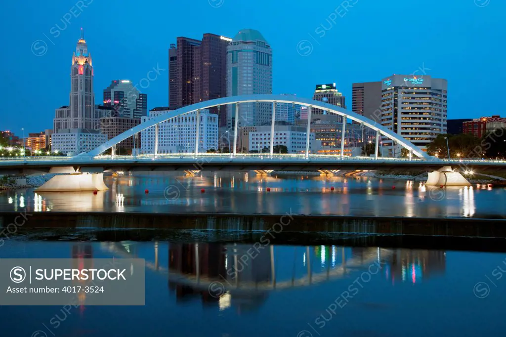 Main Street Bridge with the Downtown Skyline of Columbus, Ohio in the Background