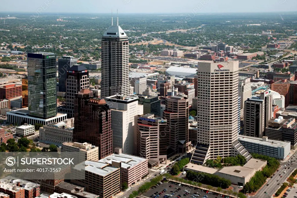 Aerial of Downtown Indianapolis, Indiana