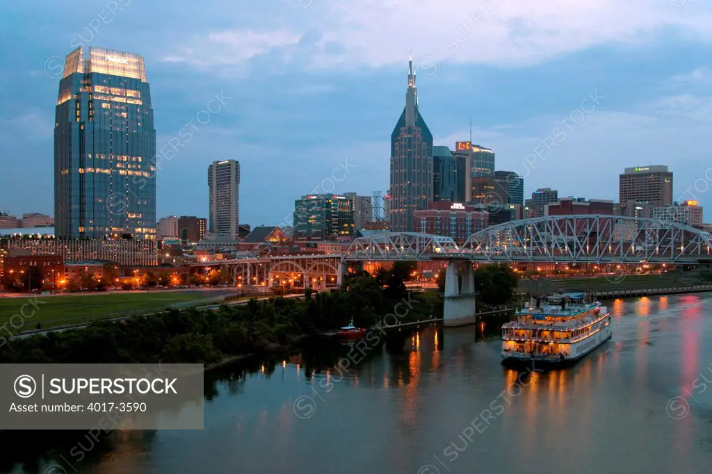 Downtown Nashville, Tennessee from the Gateway Bridge over the Cumberland River