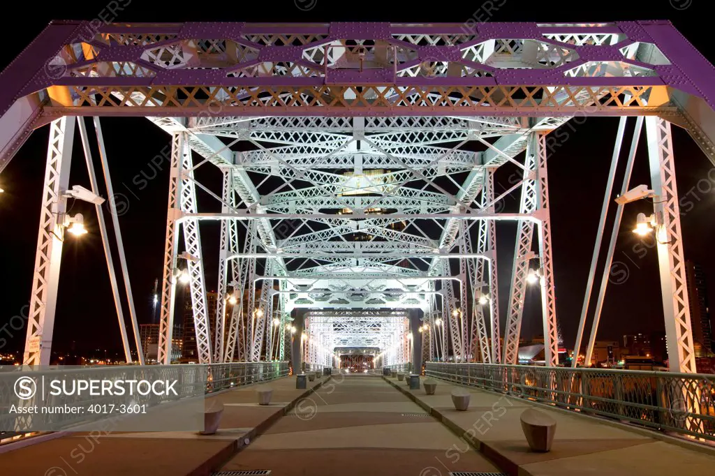 Shelby Street Bridge, Nashville, Tennessee at night