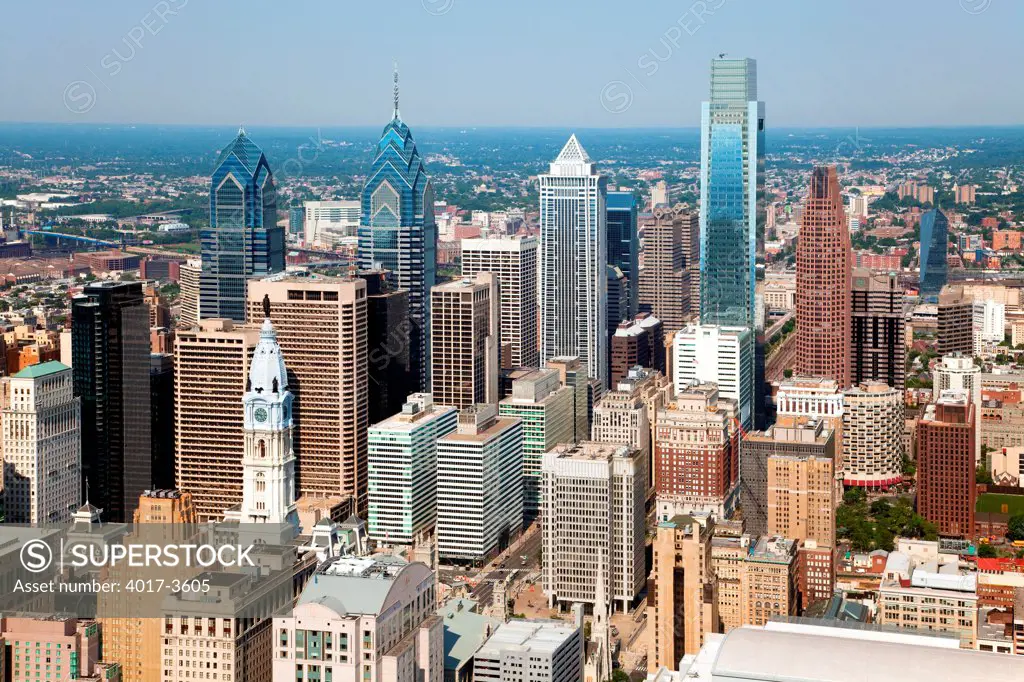 Aerial of The Philadelphia, Pennsylvania Skyline
