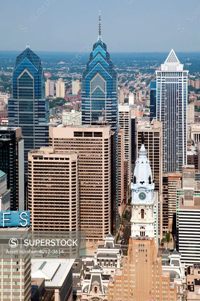 Aerial of The Philadelphia, Pennsylvania Skyline
