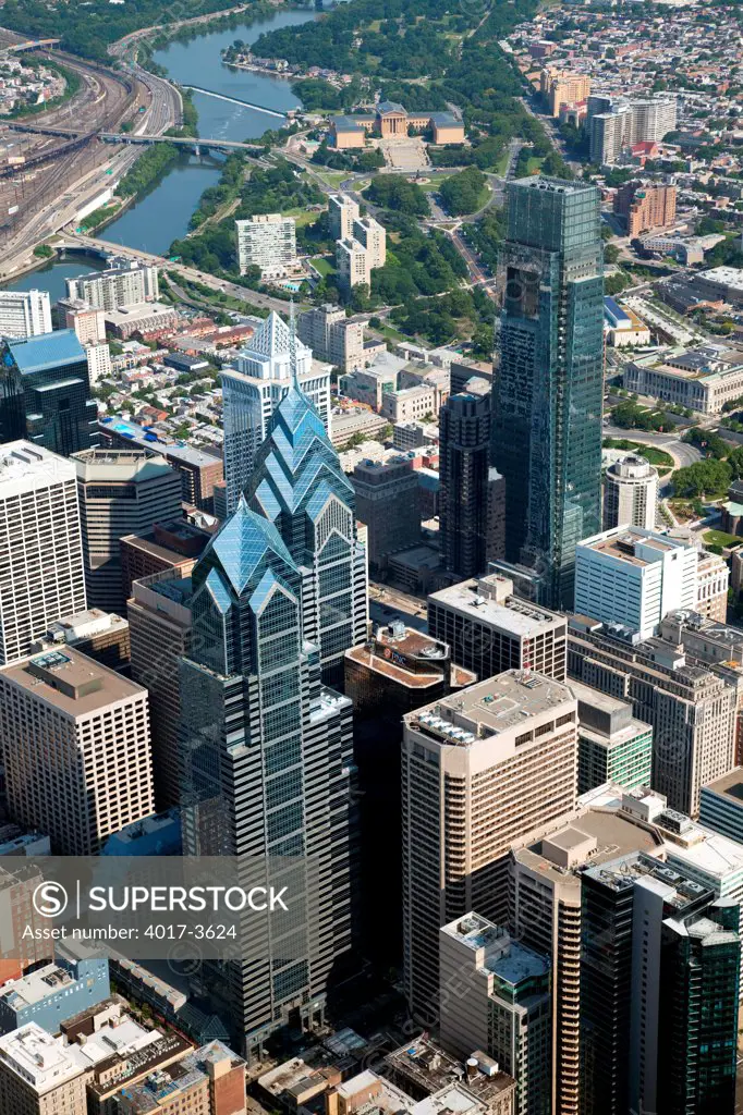 Aerial Looking Down on Center City, Philadelphia, Pennsylvania