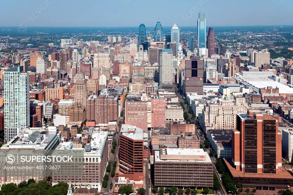 Aerial of the Skyline of Center City, Philadelphia, Pennsylvania