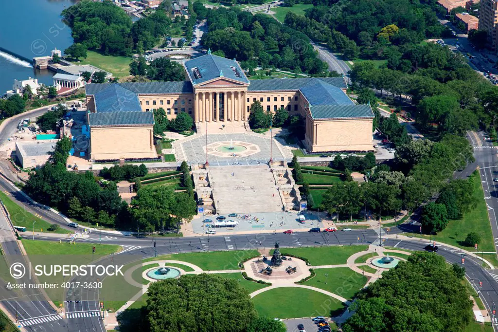 Aerial of The Philadelphia Museum of Art, Pennsylvania