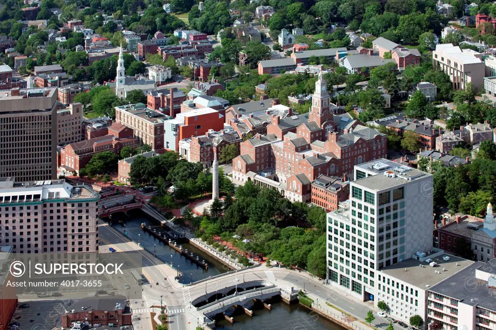 Aerial of The Providence County Courthouse, South Main Street Park, Providnece, Rhode Island