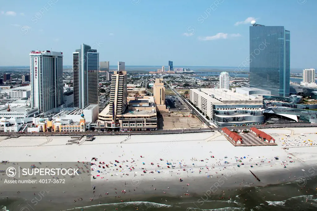 USA, New Jersey state, Atlantic City, Taj Mahal, Showboat, and Revel on Atlantic City