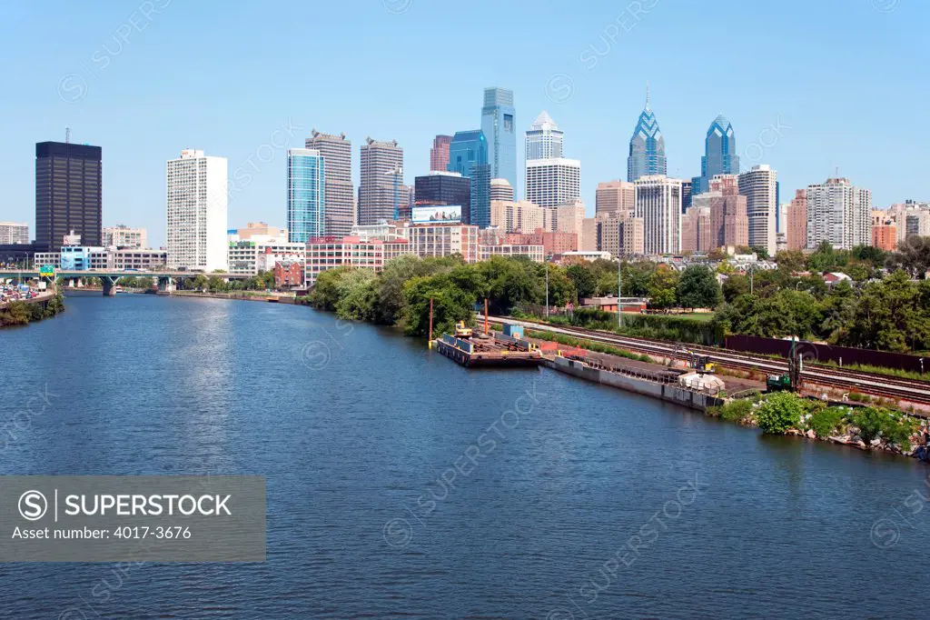 USA, Pennsylvania, Philadelphia, Center City and Schuylkill River