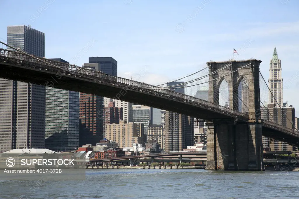 USA,   New York State,   New York City,   Manhattan,   Manhattan Bridge and skyscrapers