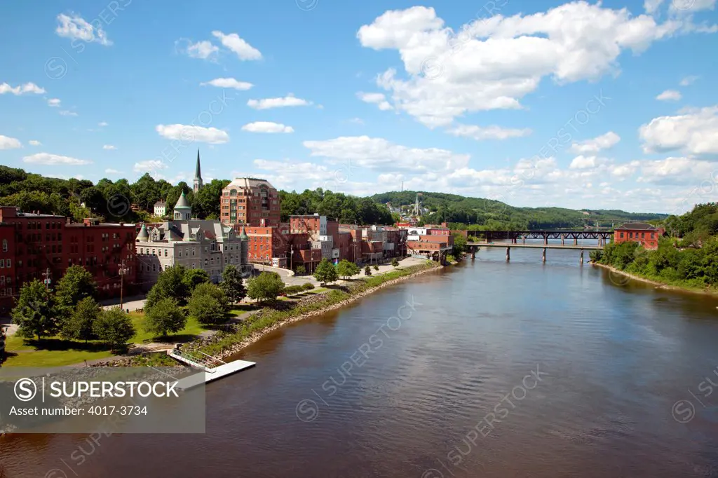 USA, Maine, Augusta, Looking Down Kennebec River