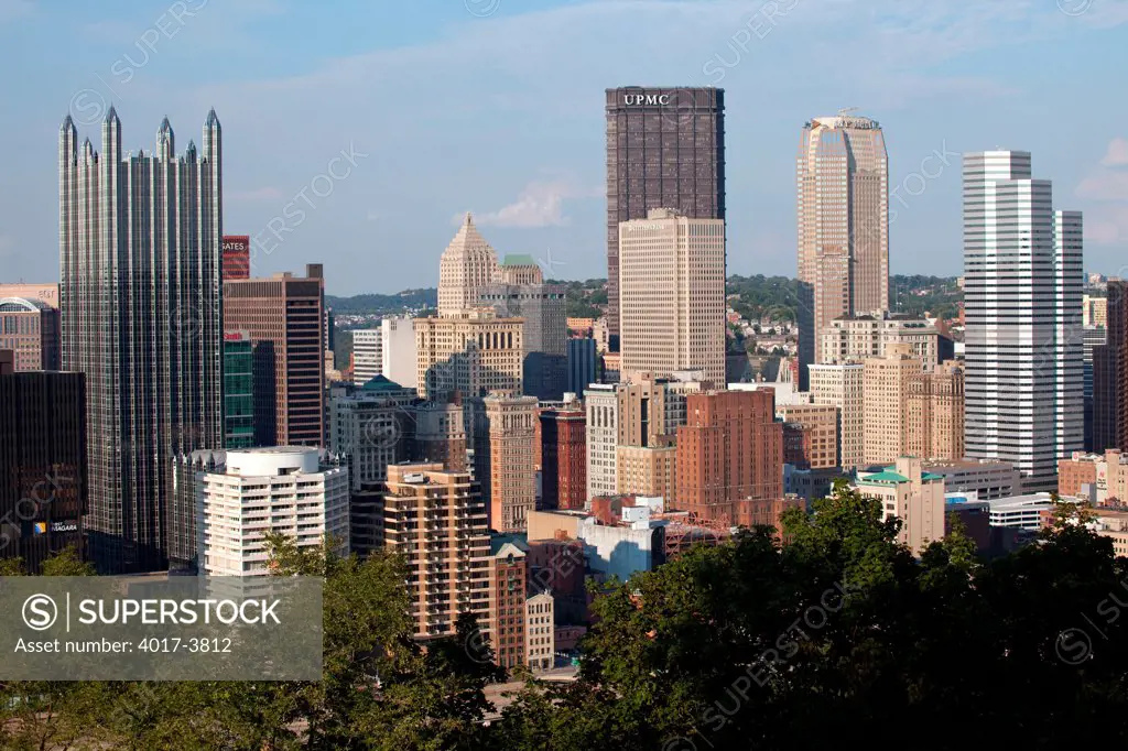 USA, Pennsylvania, Pittsburgh, Downtown Skyline from South Shore