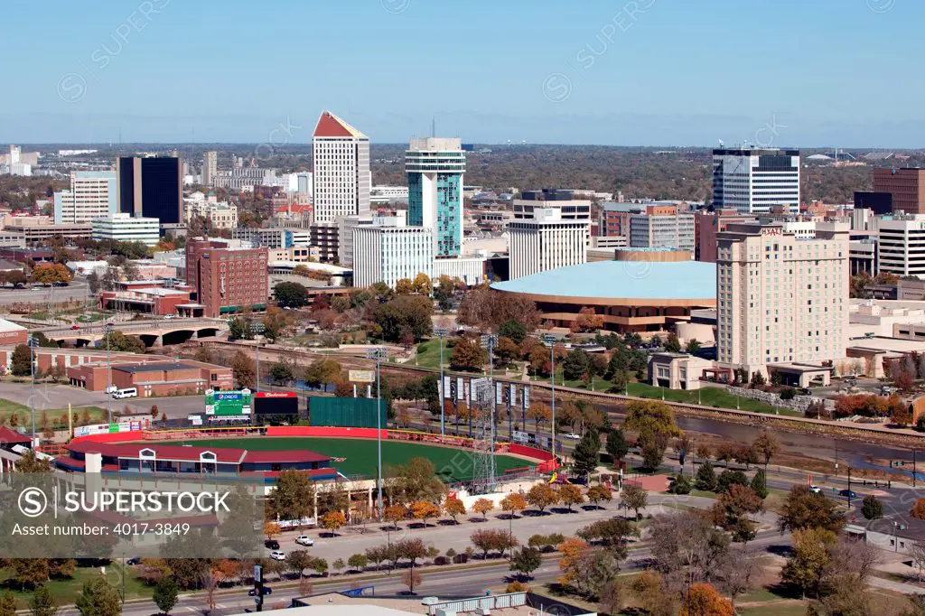 USA, Kansas, Wichita, Aerial view of Lawrence-Dumont Stadium