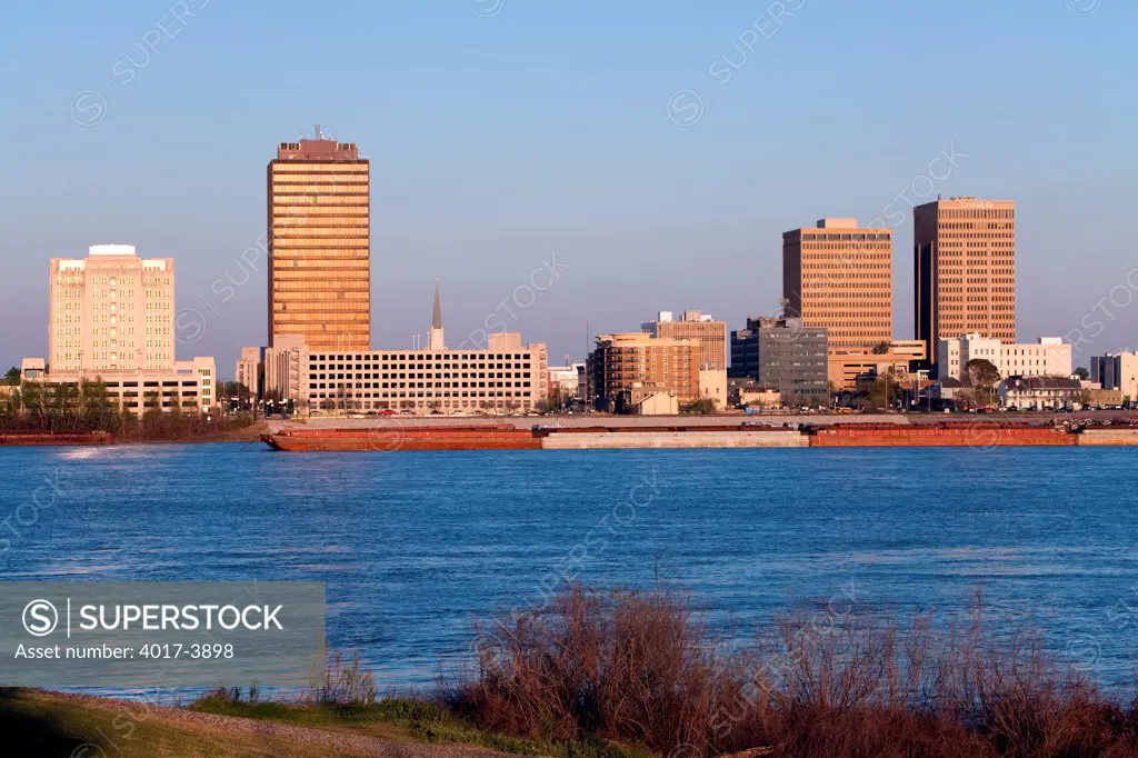 Baton Rouge, Louisiana Skyline from the Mississippi River at sunset