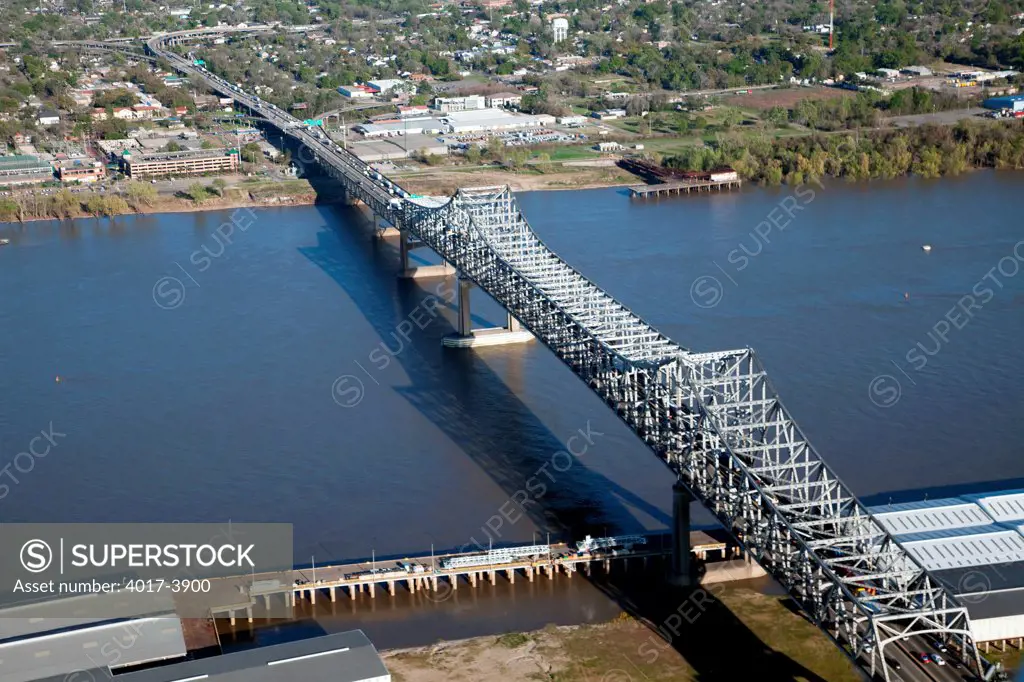 Aerial of The Horace Wilkinson Bridge, Baton Rouge, Louisiana
