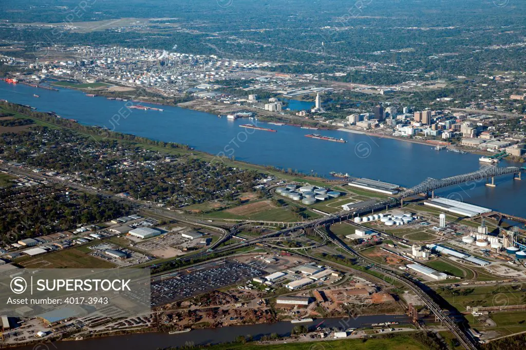 Aerial of Baton Rouge, Louisiana Skyline