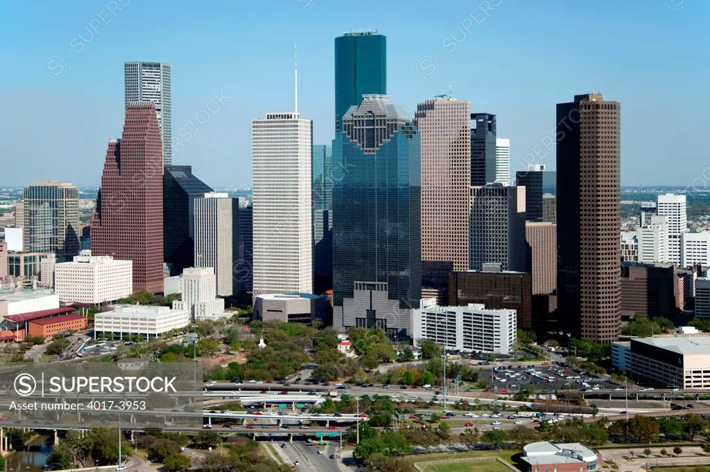 Aerial of the Central Business District of Houston, Texas