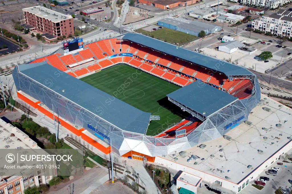 Aerial of BBVA Compass Stadium home of the MLS Houston Dynamo soccer club