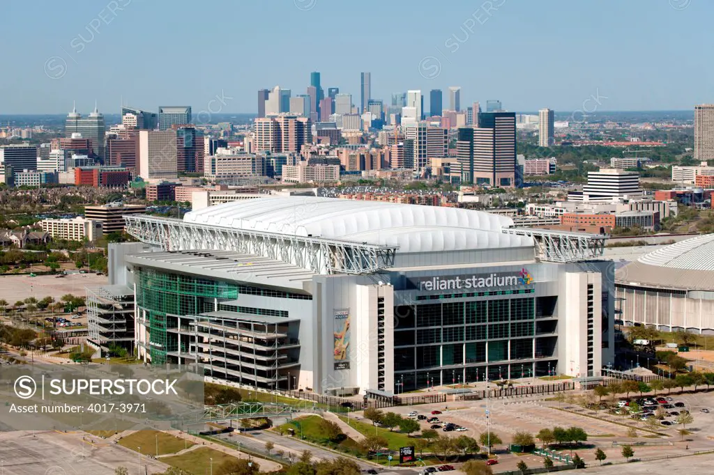Aerial of Reliant Stadium and Houston Skyline