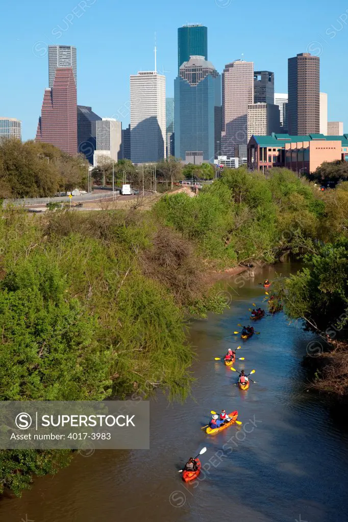 Kayaking on the Buffalo Bayou near Downtown Houston