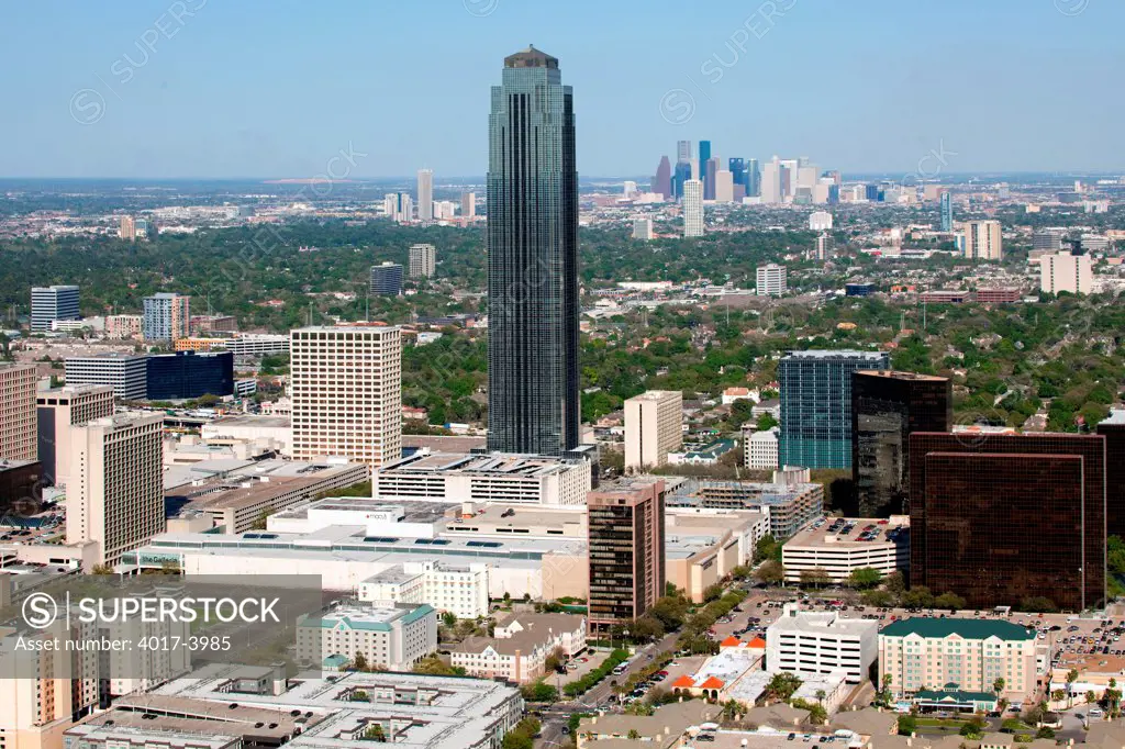 Williams Tower in the Uptown District of Houston with Downtown in the distance