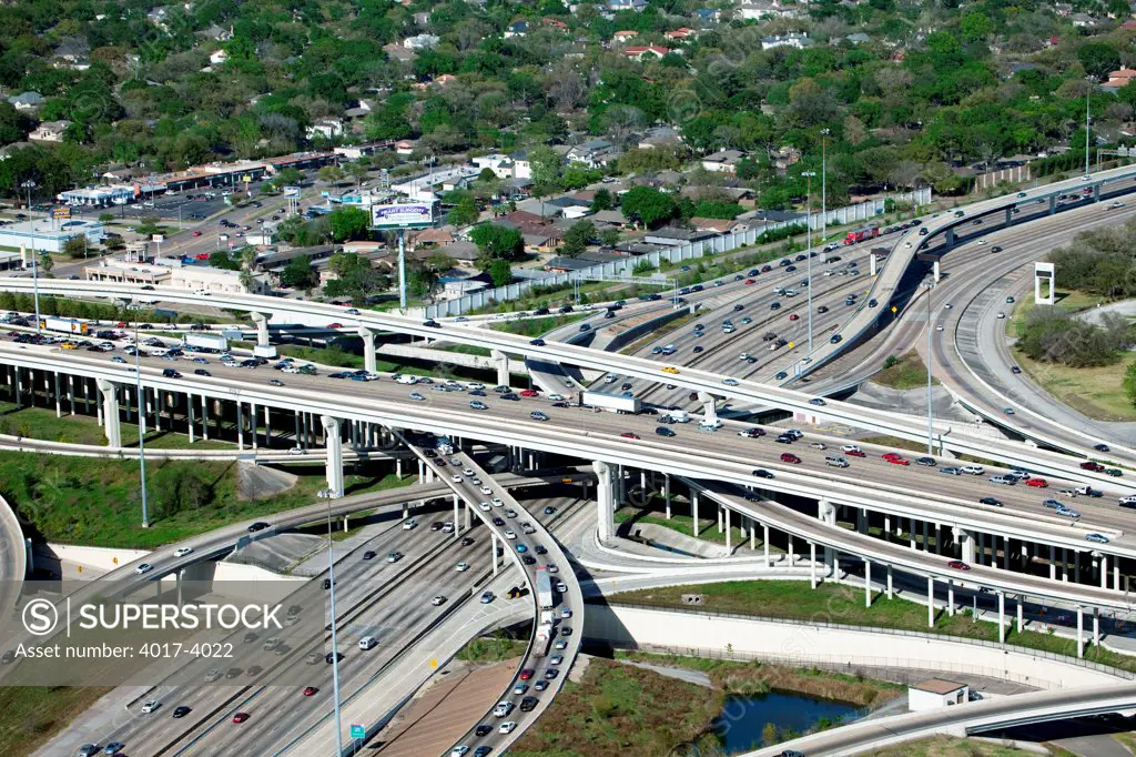 Aerial of US 59 South IH 610 West Interchange in Houston, Texas