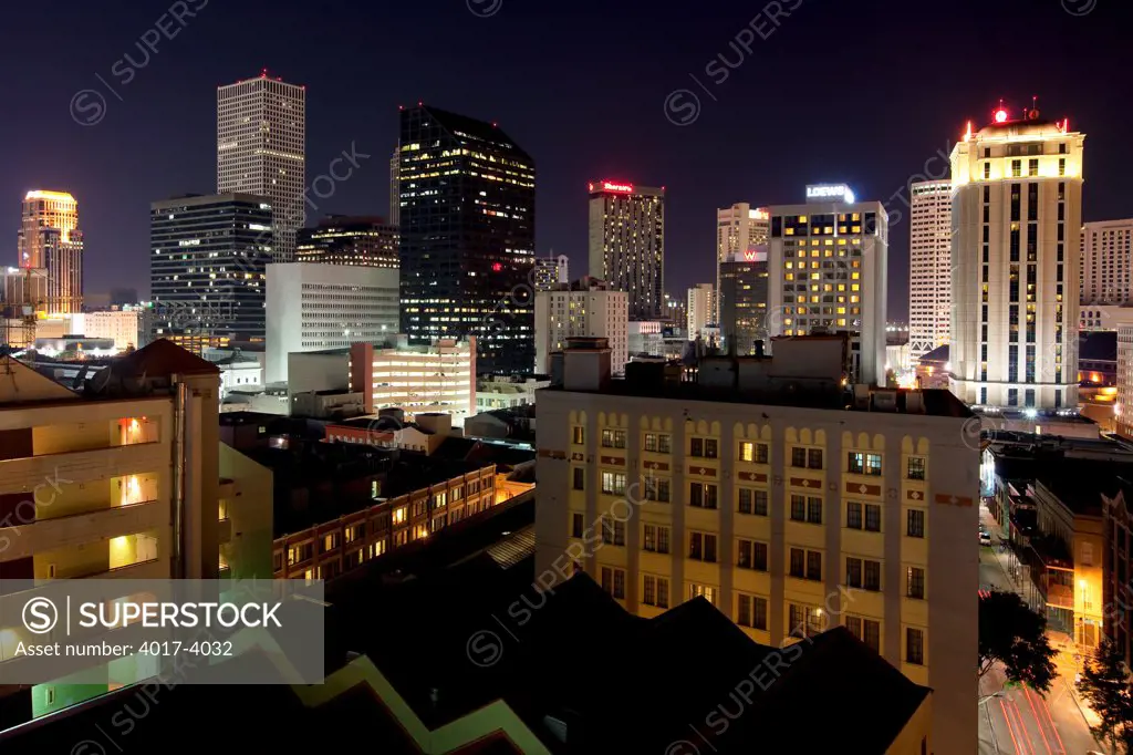 Downtown New Orleans, Louisiana Skyline at night