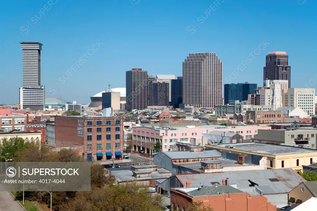 Overlooking view of urban neighborhoods in New Orleans, Louisiana