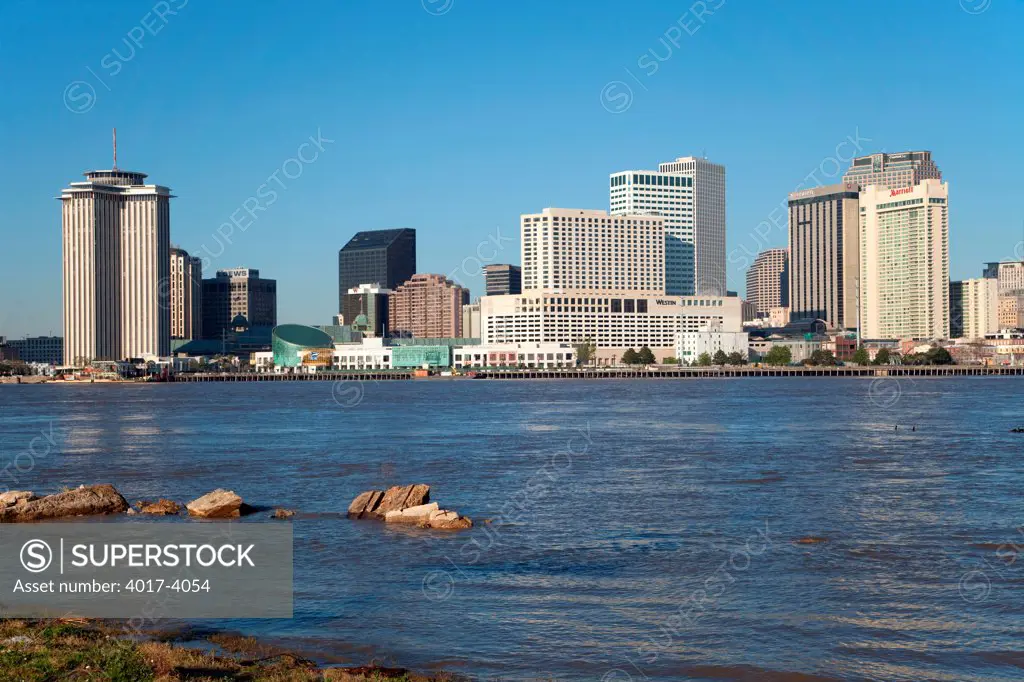View of the New Orleans Downtown Skyline from the Mississippi River