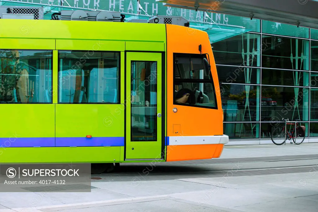 Modern Streetcar in downtown Portland Orgegon