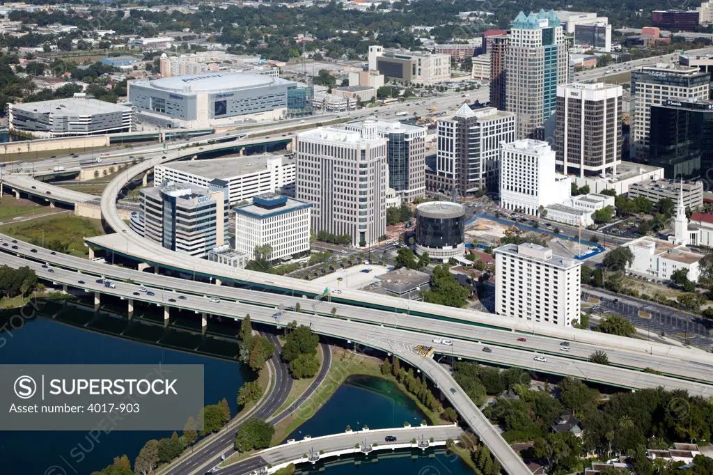 Aerial of Downtown Orlando Skyline