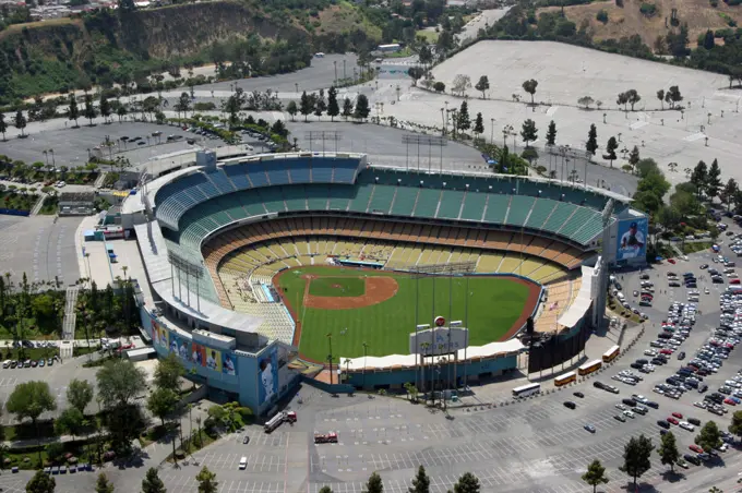 Aerial of Dodger Stadium, Los Angeles, California