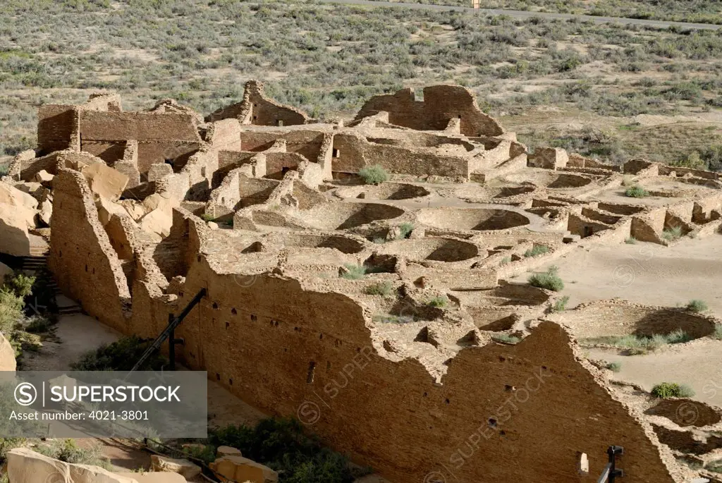 Ruins at an archaeological site, Chaco Culture National Historical Park, New Mexico, USA