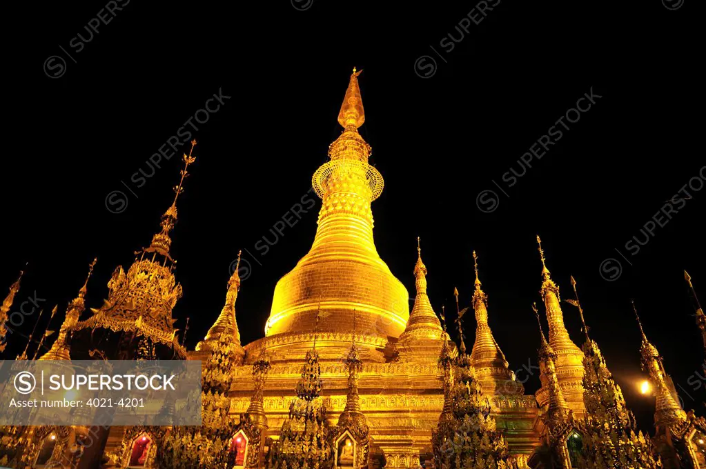 Shwesandaw Pagoda at night, Pyay, Bago Region, Myanmar