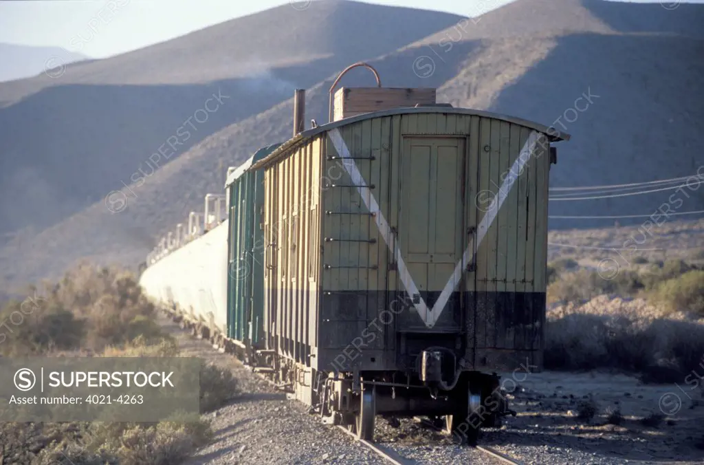 Freight train in the Atacama Desert near Salta Argentina