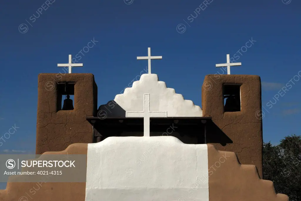 Crosses on a church, Martinez Hacienda, Taos, Taos County, New Mexico, USA