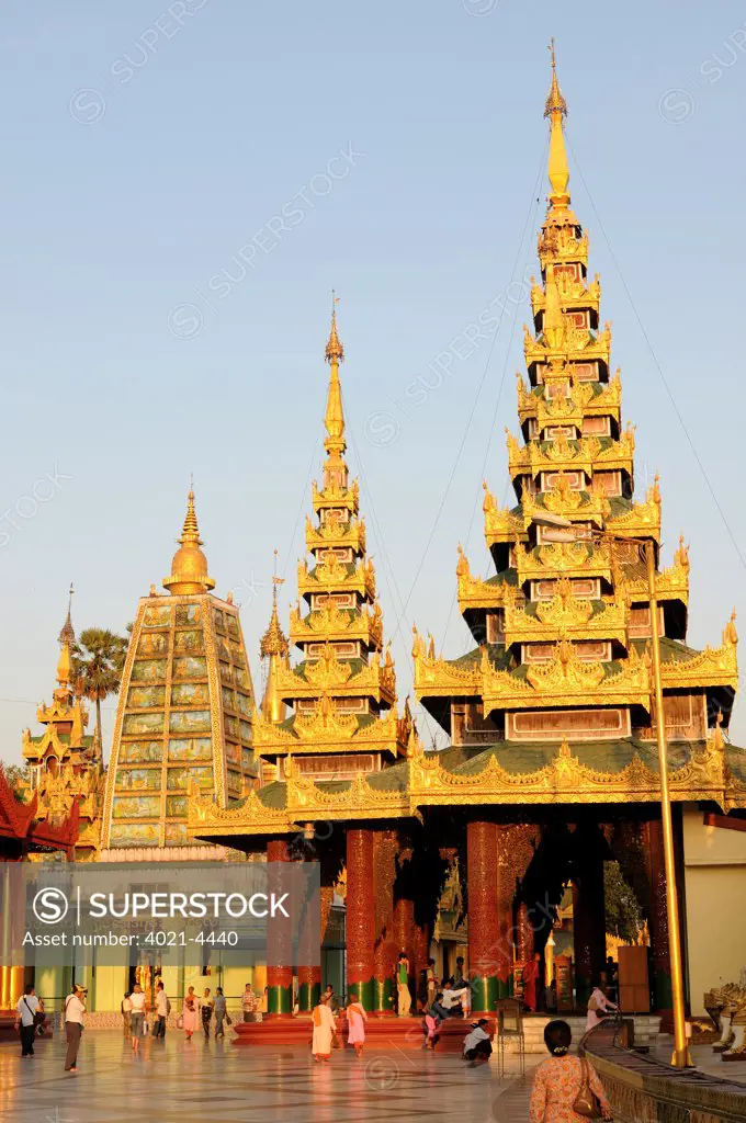 Pilgrims at Shwedagon Pagoda, Yangon, Myanmar