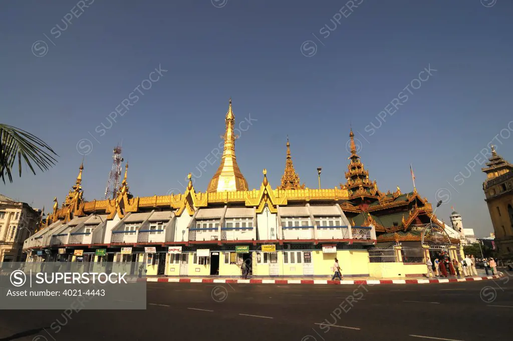 Facade of a pagoda, Sule Paya, Yangon, Myanmar