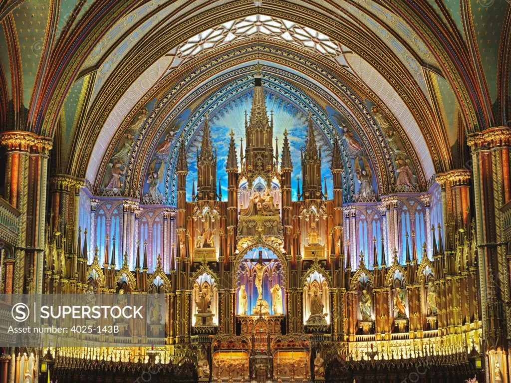 Interiors of a cathedral, Notre Dame Cathedral, Montreal, Quebec, Canada